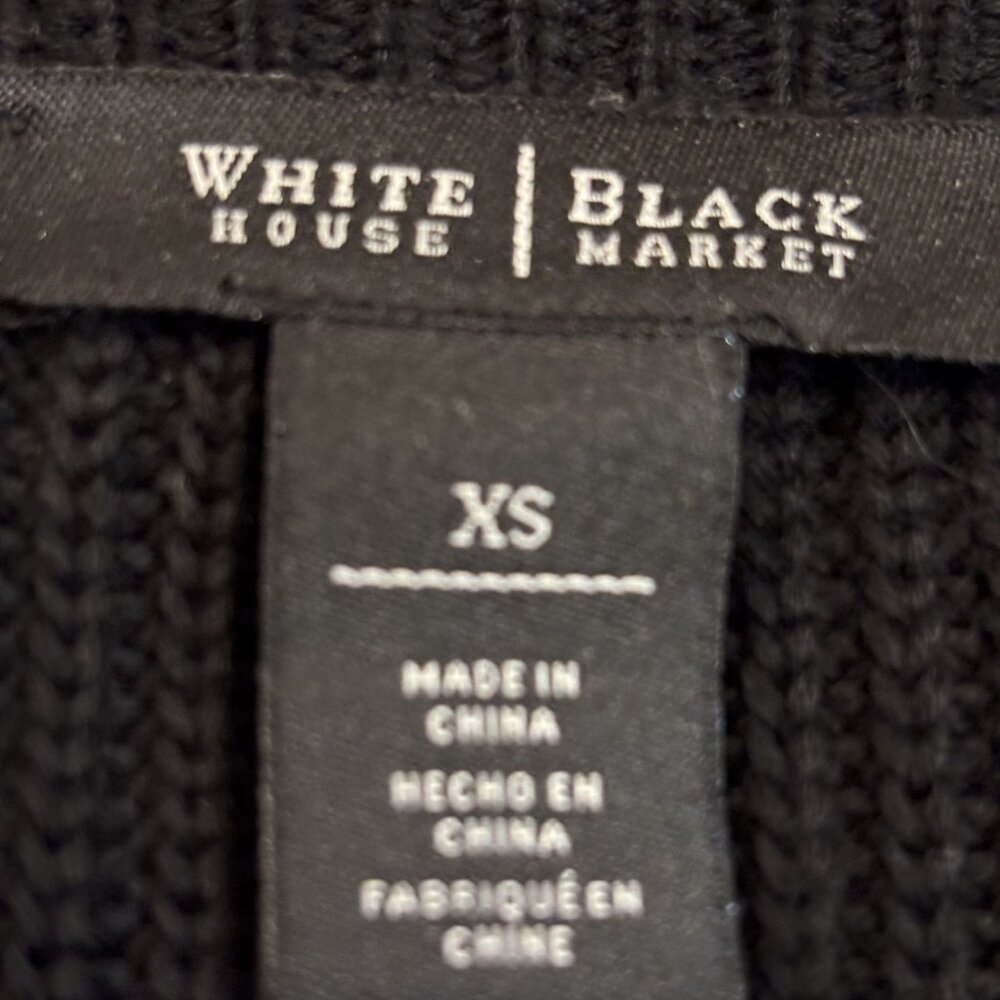 White House Black Market XS Black Knit Cropped Sweater Womens Long Sleeve - Picture 2 of 9